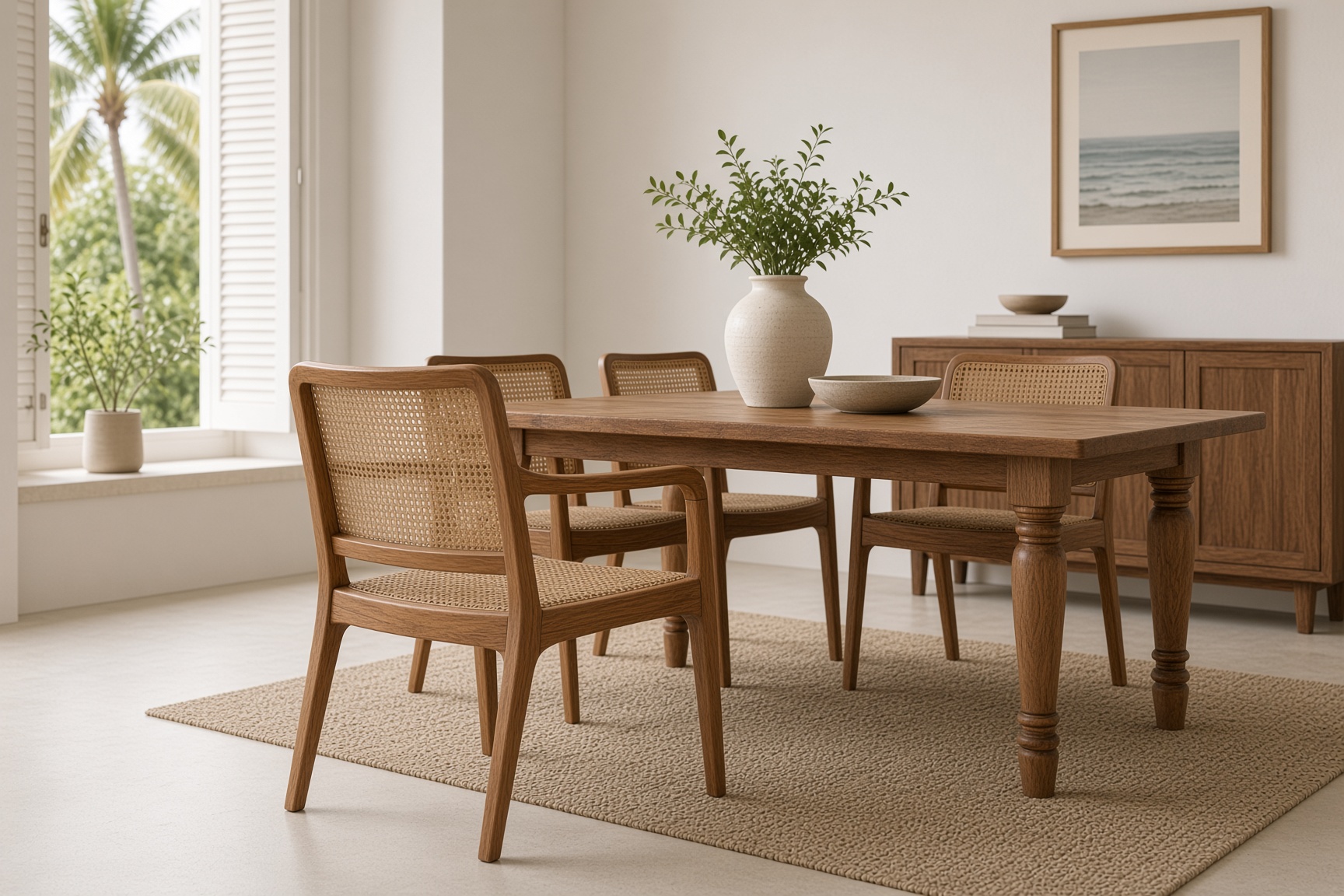 Cane Dining Chair, Angle