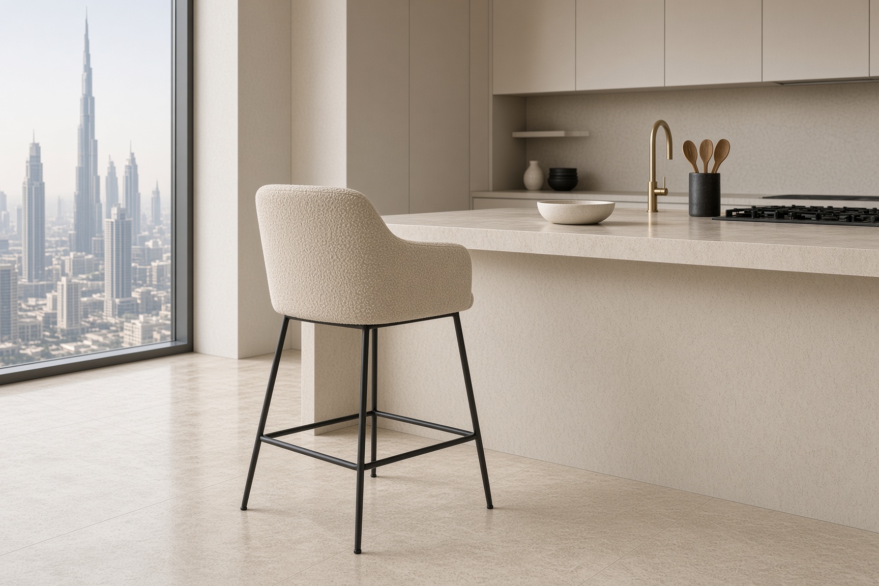 Martini Bouclé Counter Stool, Angle