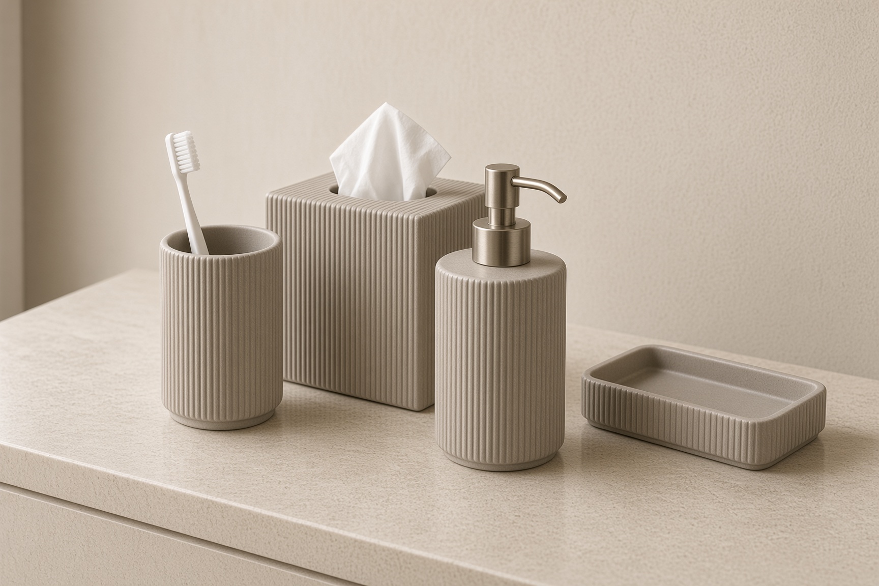 Ribbed Bath Set, Angle